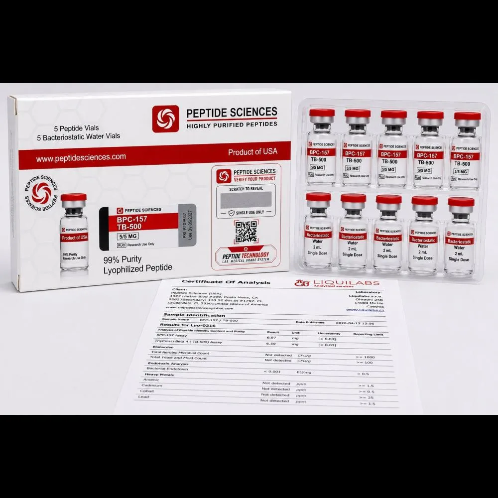 Peptide Sciences BPC-157 / TB-500 5/5 MG (5 Flakon + 5 Solüsyon)