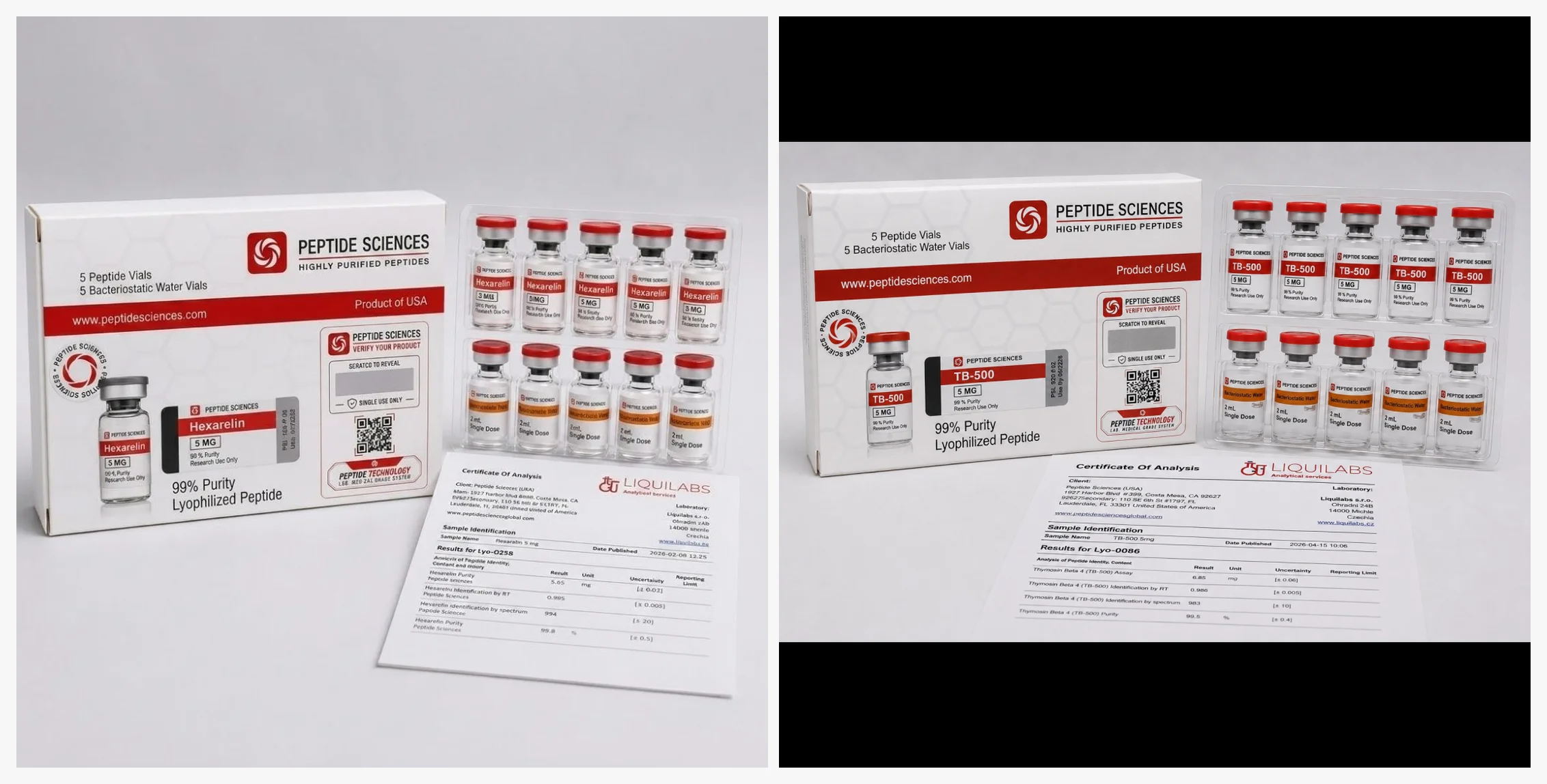 Peptide Sciences Hexarelin + TB-500 Mix (5 Flakon + 5 Solüsyon)