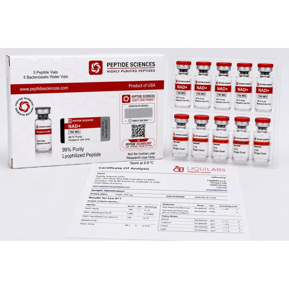 Peptide Sciences NAD+ 750 MG (5 Flakon + 5 Solüsyon)