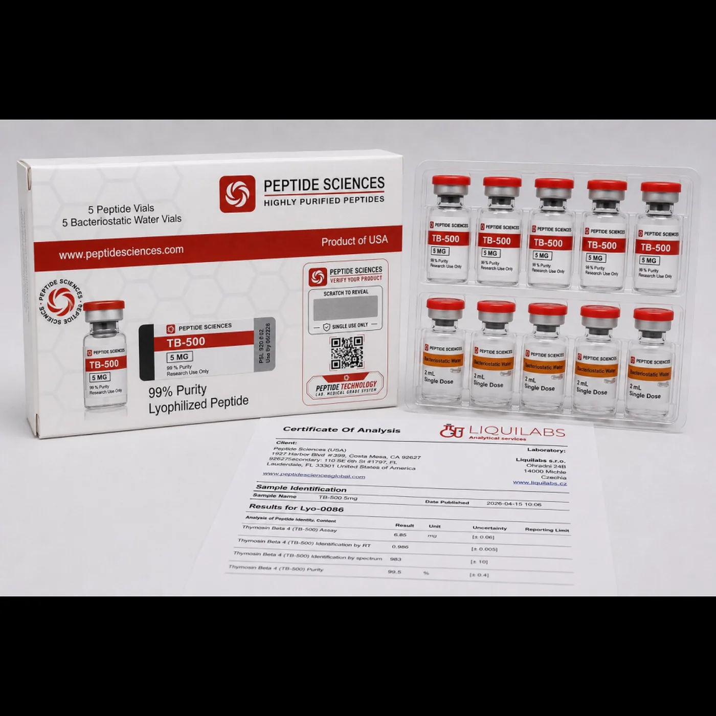Peptide Sciences TB-500 5 MG (5 Flakon + 5 Solüsyon)